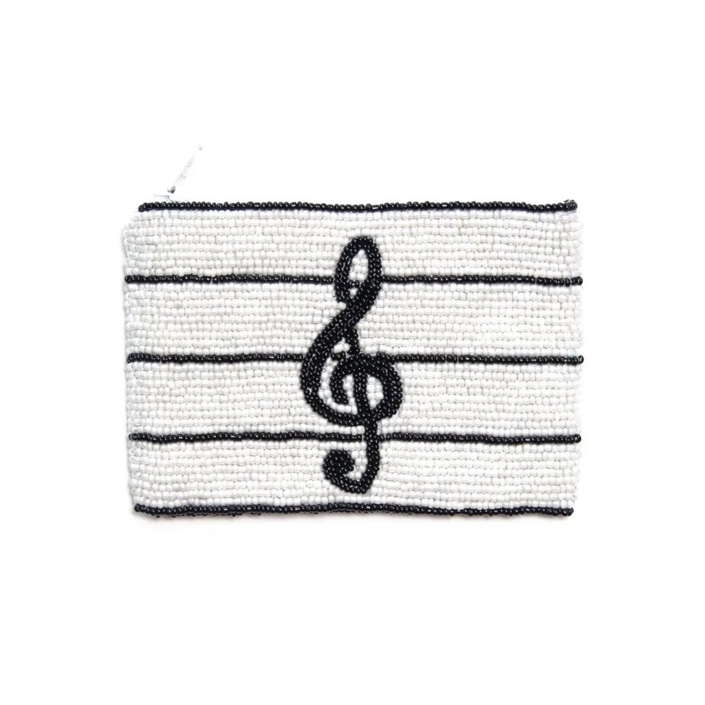 Tiana NY treble clef music brand new beaded coin purse